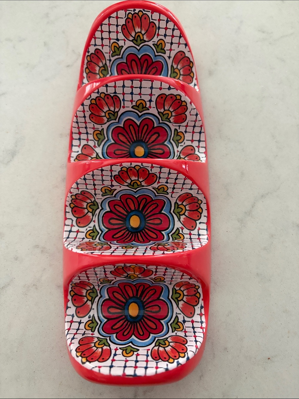 Panama Jack Melamine Taco Serving Tray Red Floral